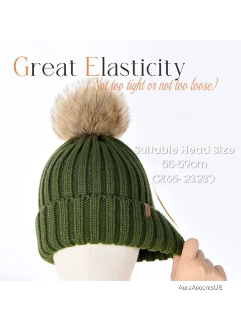 Women's Fleece Lined Knit Beanie with Pom Pom - Winter Hat